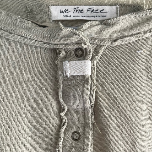 Free People “We the Free” - Khaki & cream long sleeve with a patchwork look - Picture 2 of 3